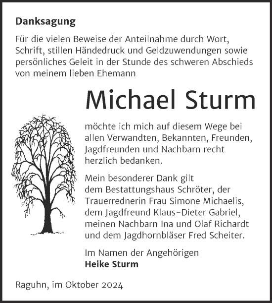 Traueranzeige von Michael Sturm von Trauerkombi Bitterfeld