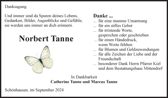 Traueranzeige von Norbert Tanne von Volksstimme Altmark Ost