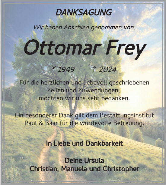 Traueranzeige von Ottomar Frey von Trauerkombi Weißenfels
