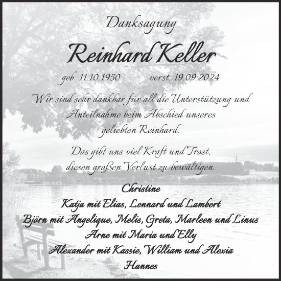 Traueranzeige von Reinhard Keller von Trauerkombi Weißenfels