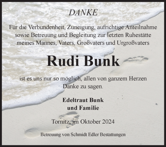 Traueranzeige von Rudi Bunk von Volksstimme Schönebeck