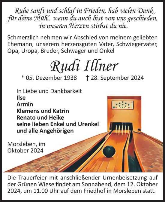 Traueranzeige von Rudi Illner von Volksstimme Haldensleben/Wolmirstedt