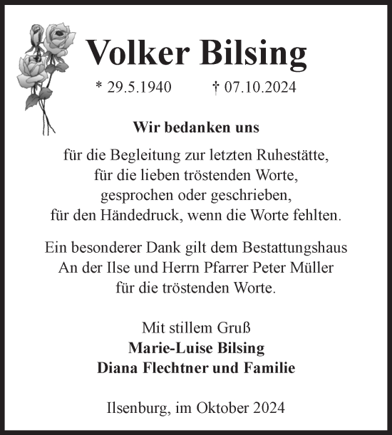 Traueranzeige von Volker Bilsing von Volksstimme Wernigerode