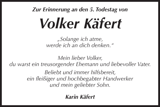 Traueranzeige von Volker Käfert von Volksstimme Altmark Ost