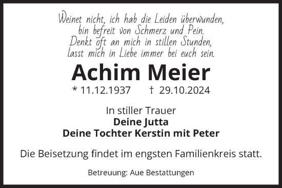 Traueranzeige von Achim Meier von Volksstimme Magdeburg