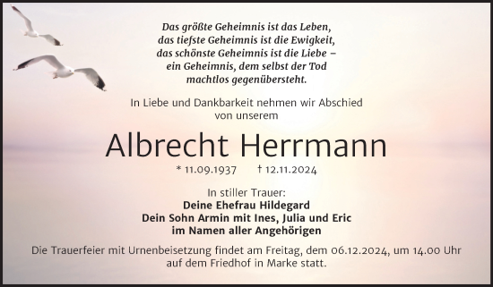 Traueranzeige von Albrecht Herrmann von Trauerkombi Bitterfeld