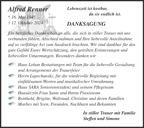 Traueranzeige von Alfred Renner von Trauerkombi Bitterfeld
