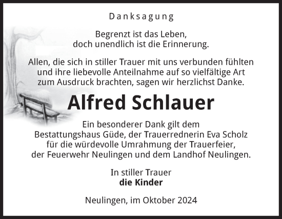 Traueranzeige von Alfred Schlauer von Volksstimme Altmark West