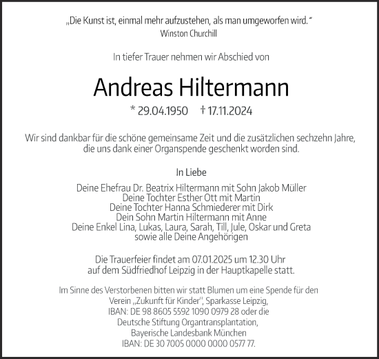 Traueranzeige von Andreas Hiltermann von Mitteldeutsche Zeitung Merseburg/Querfurt