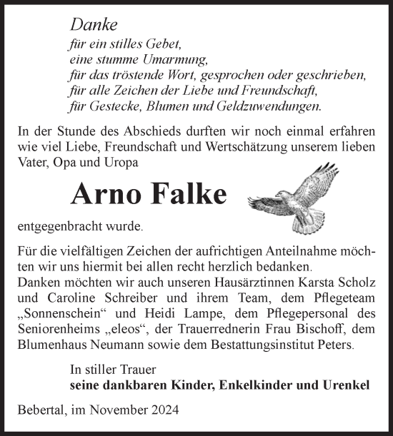 Traueranzeige von Arno Falke von Volksstimme Haldensleben/Wolmirstedt