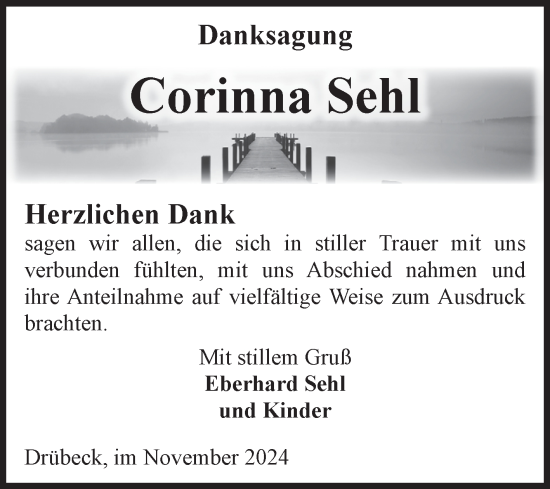 Traueranzeige von Corinna Sehl von Volksstimme Wernigerode