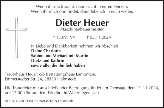 Traueranzeige von Dieter Heuer von Volksstimme Haldensleben/Wolmirstedt