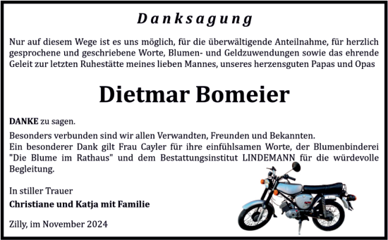 Traueranzeige von Dietmar Bomeier von Volksstimme Halberstadt