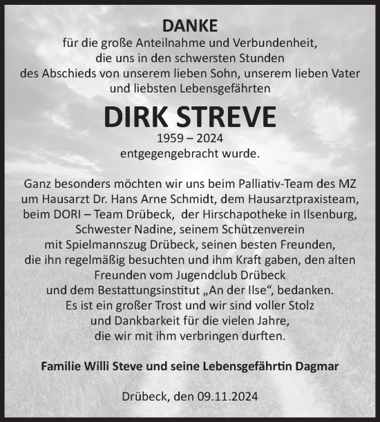 Traueranzeige von Dirk Streve von Volksstimme Wernigerode