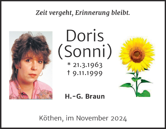 Traueranzeige von Doris  von Trauerkombi Köthen