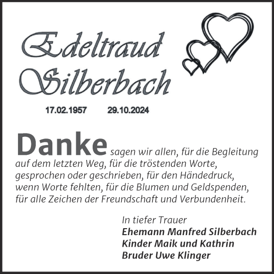 Traueranzeige von Edeltraud Silberbach von Trauerkombi Köthen