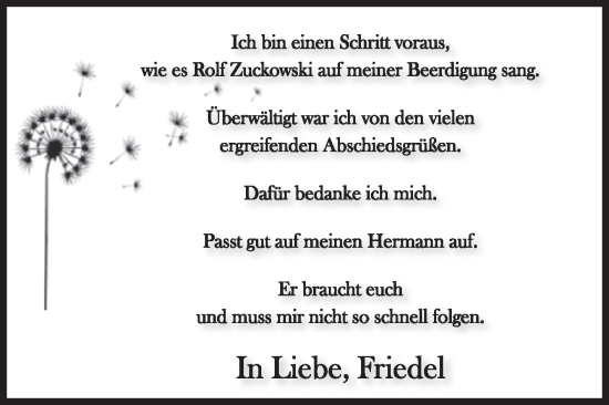 Traueranzeige von Friedel  von Volksstimme Haldensleben/Wolmirstedt
