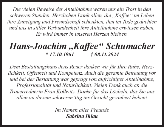 Traueranzeige von Hans-Joachim Schumacher von Volksstimme Magdeburg
