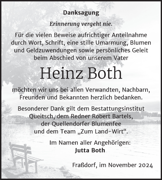 Traueranzeige von Heinz Both von Trauerkombi Köthen
