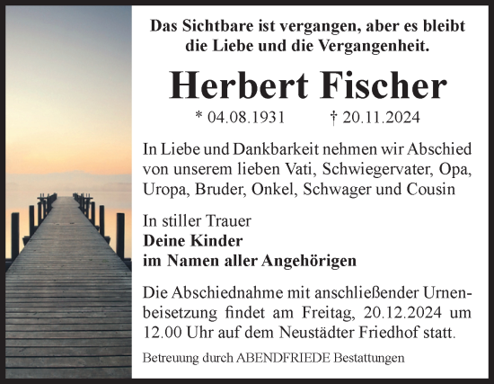 Traueranzeige von Herbert Fischer von Volksstimme Magdeburg