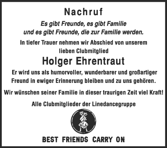 Traueranzeige von Holger Ehrentraut von Trauerkombi Merseburg