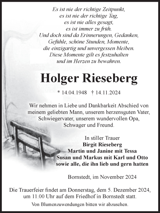 Traueranzeige von Holger Rieseberg von Volksstimme Haldensleben/Wolmirstedt