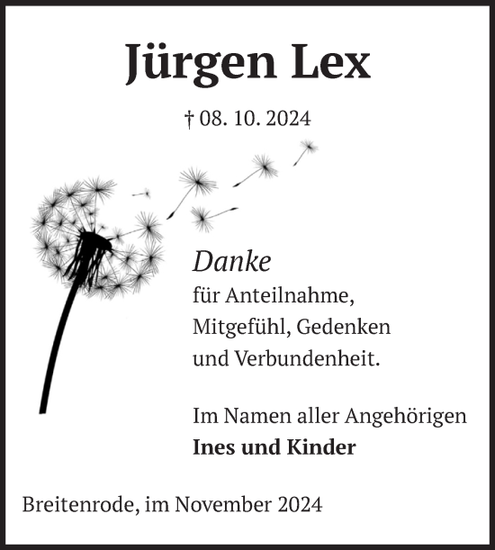 Traueranzeige von Jürgen Lex von Volksstimme Altmark West