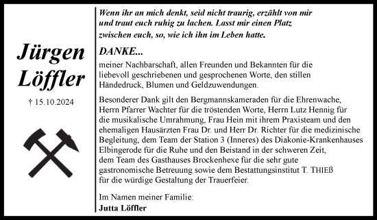 Traueranzeige von Jürgen Löffler von Volksstimme Wernigerode