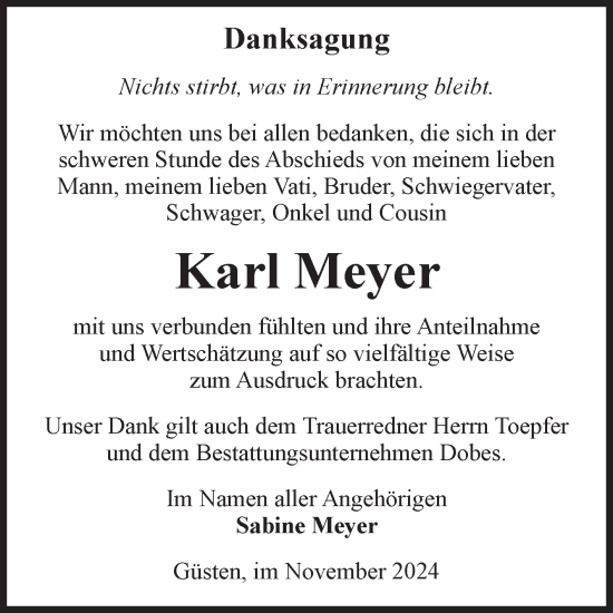 Traueranzeige von Karl Meyer 