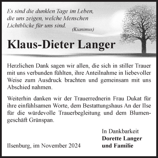 Traueranzeige von Klaus-Dieter Langer von Volksstimme Wernigerode