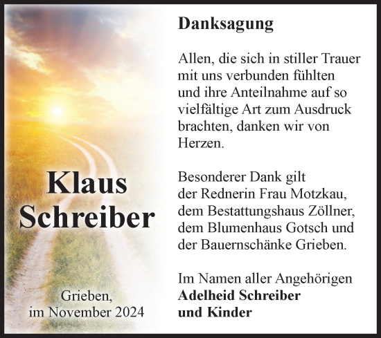 Traueranzeige von Klaus Schreiber von Volksstimme Altmark Ost