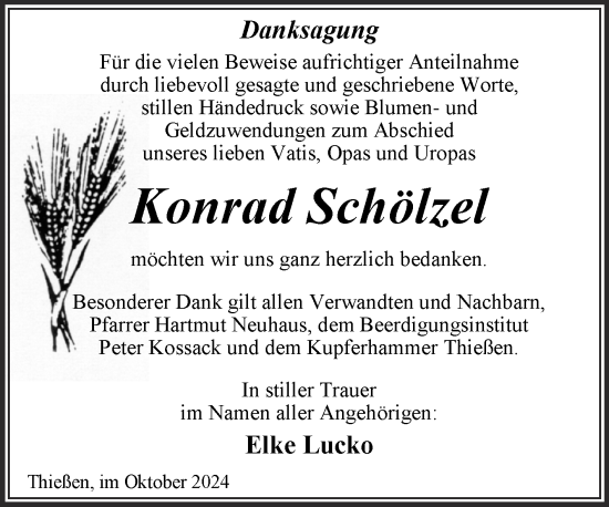 Traueranzeige von Konrad Schölzel von Trauerkombi Wittenberg