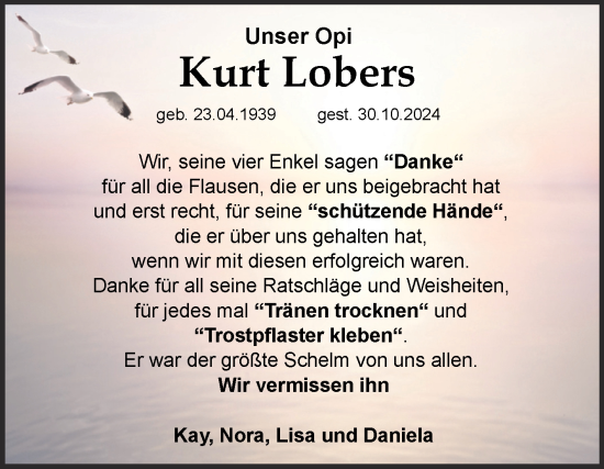 Traueranzeige von Kurt Lobers von Trauerkombi Weißenfels