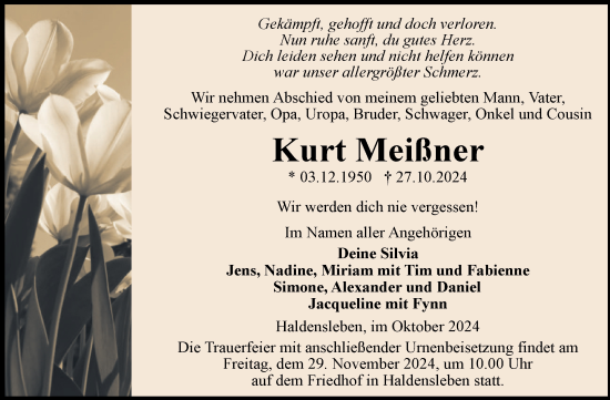 Traueranzeige von Kurt Meißner von Volksstimme Haldensleben/Wolmirstedt