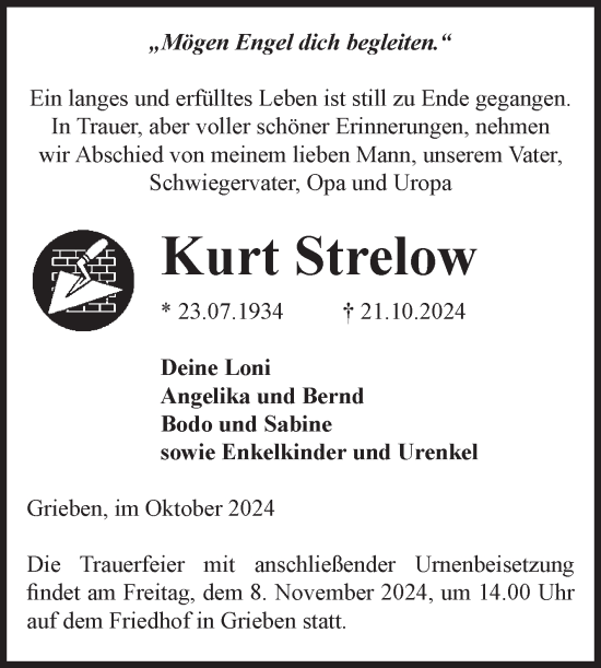 Traueranzeige von Kurt Strelow von Volksstimme Altmark Ost