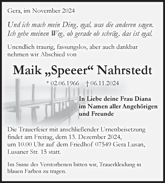 Traueranzeige von Maik Nahrstedt von Volksstimme Burg/Genthin