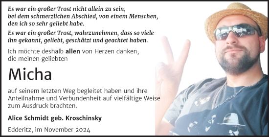 Traueranzeige von Micha  von Trauerkombi Köthen