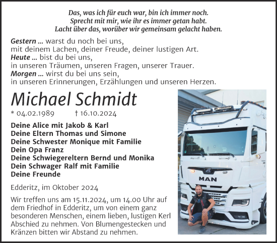 Traueranzeige von Michael Schmidt von Trauerkombi Köthen