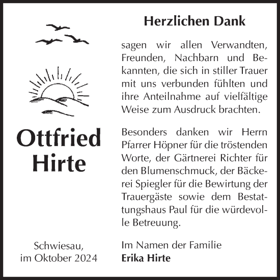 Traueranzeige von Ottfried Hirte von Volksstimme Altmark West