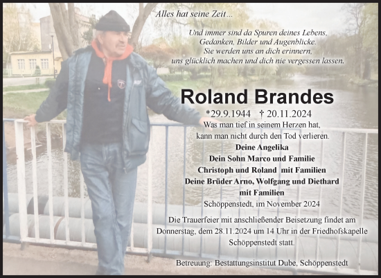 Traueranzeige von Roland Brandes von Volksstimme Oschersleben/Wanzleben