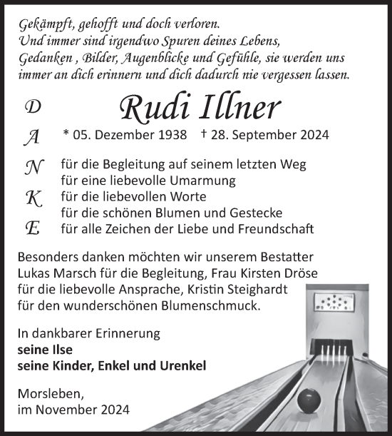 Traueranzeige von Rudi Illner von Volksstimme Haldensleben/Wolmirstedt