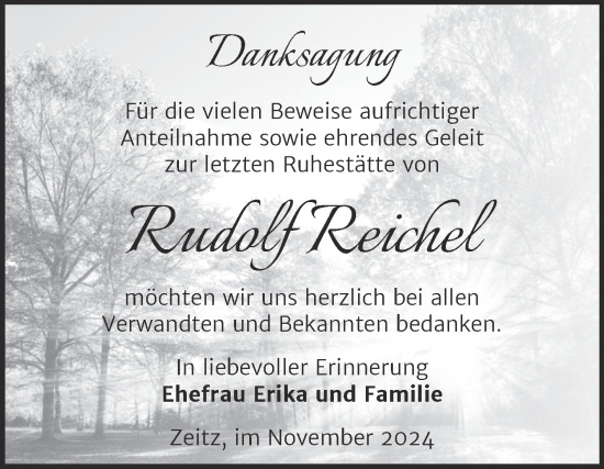 Traueranzeige von Rudolf Reichel von Trauerkombi Zeitz