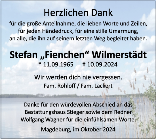 Traueranzeige von Stefan Wilmerstädt von Volksstimme Magdeburg