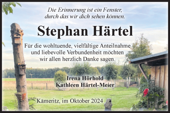 Traueranzeige von Stephan Härtel von Volksstimme Zerbst