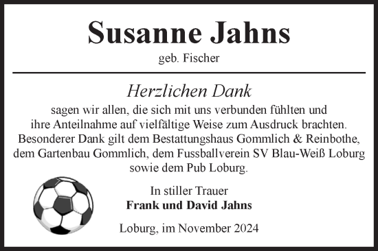 Traueranzeige von Susanne Jahns von Volksstimme Zerbst