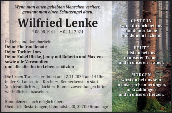 Traueranzeige von Wilfried Lenke von Volksstimme Wernigerode