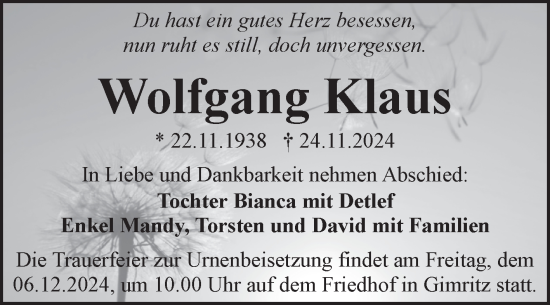 Traueranzeige von Wolfgang Klaus von Mitteldeutsche Zeitung Halle/Saalkreis