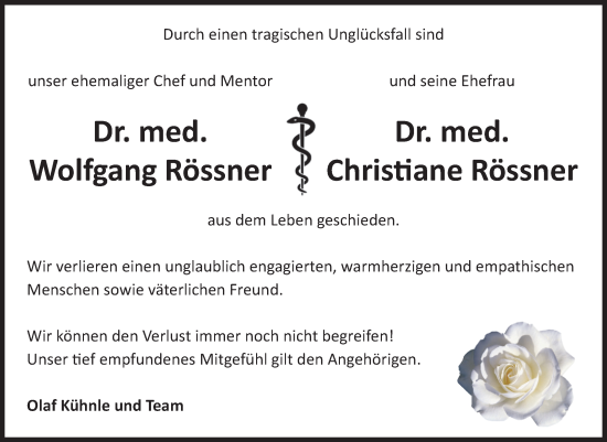 Traueranzeige von Wolfgang und Christiane Rössner von Volksstimme Staßfurt