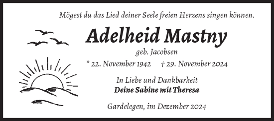 Traueranzeige von Adelheid Mastny von Volksstimme Altmark West