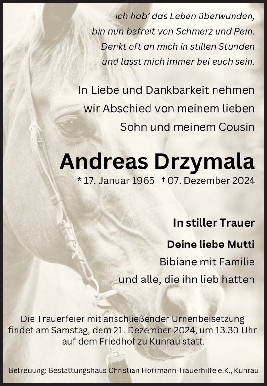 Traueranzeige von Andreas Drzymala von Volksstimme Altmark West